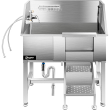 Stainless Steel Dog Wash Tub 34 inch Dog Grooming Tub With Ramp Manufactory