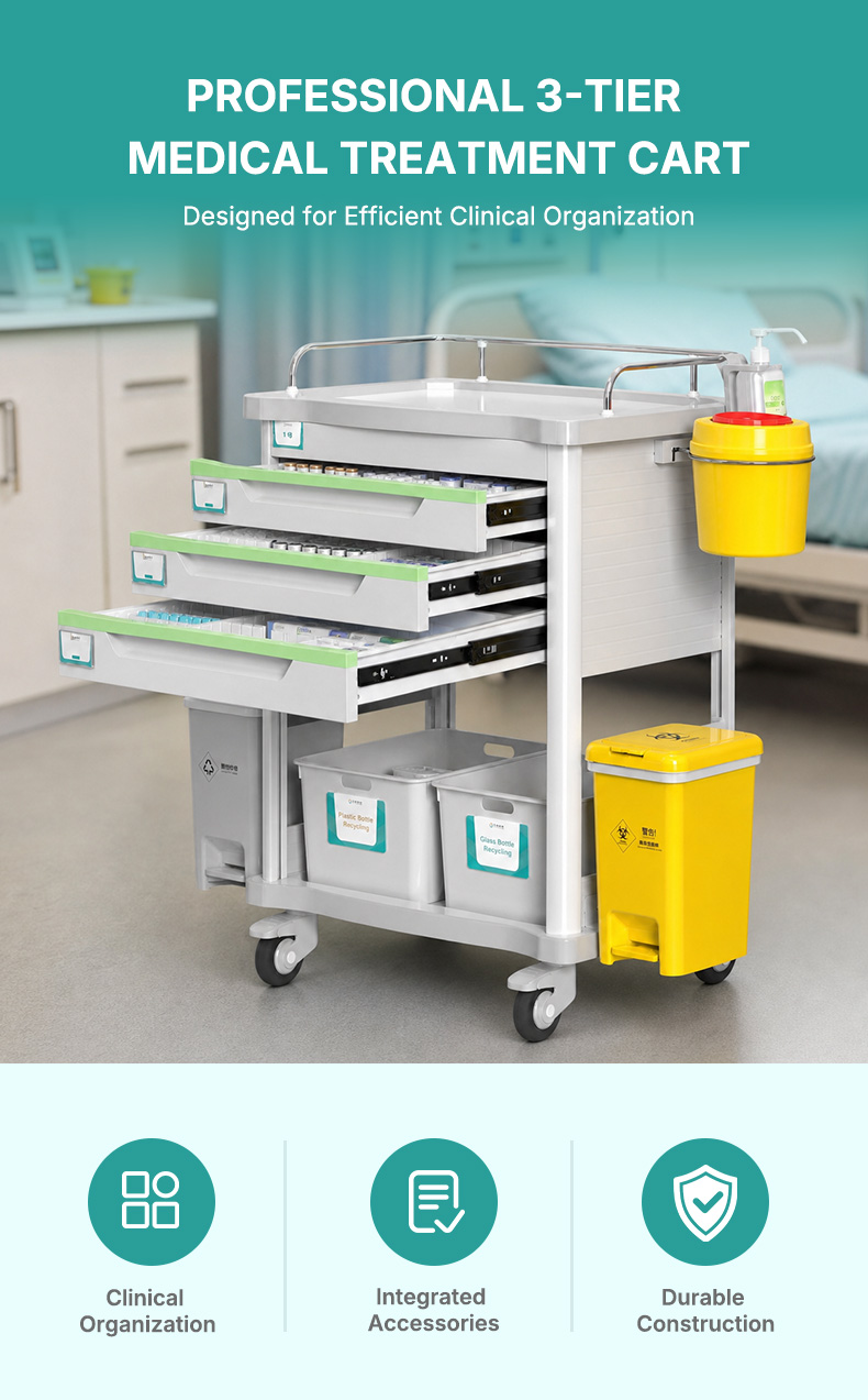 medical supply cart with drawers