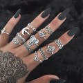 Vintage Knuckle Ring Set pour femmes filles Anneaux empilables Set fleurs creuses sculptées