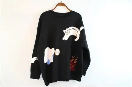 Black Fun Knitted Sweater