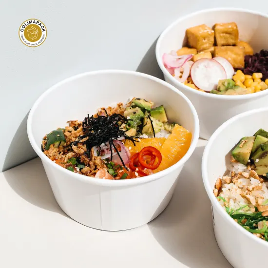 OOLIMA Eco-Friendly Poke Bowl Packaging: Sustainable Kraft Paper Bowls