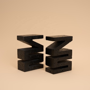 Bookend di pietra nera personalizzabile all'ingrosso in marmo di travertino