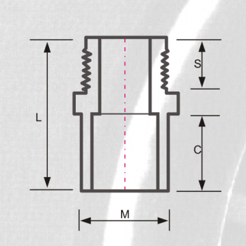 Adaptador macho CPVC ASTM SCH80 Color gris oscuro