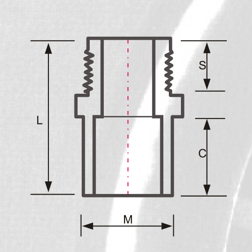 Adaptateur mâle ASTM SCH80 CPVC couleur gris foncé