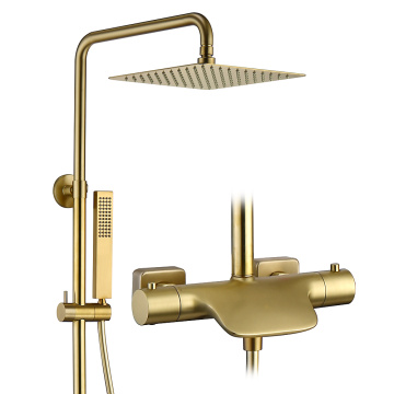 Bathroom Golden Three Way Brass Thermostatic Shower