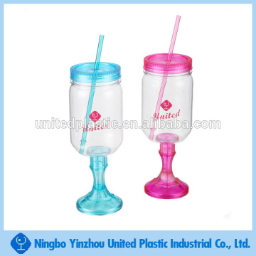 eco-friendly 24oz plastic goblet mason jar cup