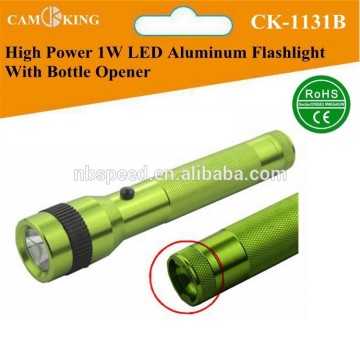 High Power 1w led aluminum flashlight with bottle opener