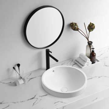 Round Shape Semi Recessed Sink Bathroom Hand Wash Basin