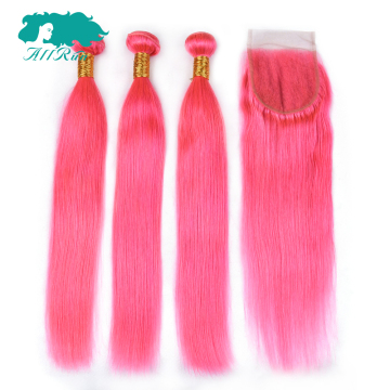 Pink Brazilian hair color, Brazilian hair weave bundles 100% Pink human hair