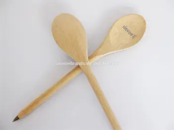 2 in 1office and school use wooden ball pen spoon