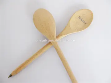 2 in 1office and school use wooden ball pen spoon