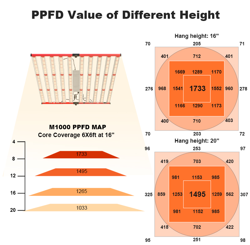 Espectro completo 1000W LED Grow Light Fast Thread