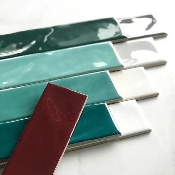 Free Sample Hotel Bathroom Wall Project Kitchen Backsplash Tiles 68x280mm Glazed Ceramic Subway Waved