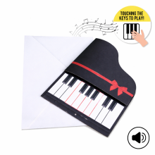 Biglietto d'auguri personalizzato per pianoforte toccabile con musica di buon compleanno