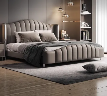 Large Deluxe Modern House Platform Bed Frame Solid Wood Wall Bed