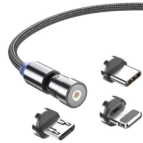 3-in-1 540 roteren magnetische USB-laadkabel