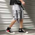 Streetwear 2021 Summer Casual Shorts Men Fashion Ribbons Pockets Cargo Shorts Bermuda Solid Hip Hop Men's Shorts