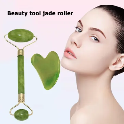 Facial Massage Guasha Board Double Heads Jade Roller Set Face Lifting Tool