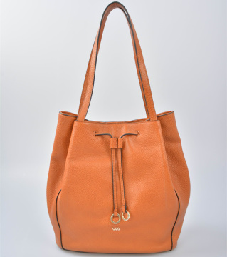 Leather Overarm Bucket Handbag with twin tassels