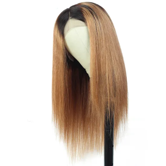 Uniky Brazilian Quantity Silky Straight Style Color 1B 27 ombre Wigs, Lace Front Straight Wigs