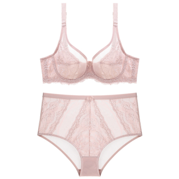 In-stock lady new trend underwire lace bra and see-through panty lingerie