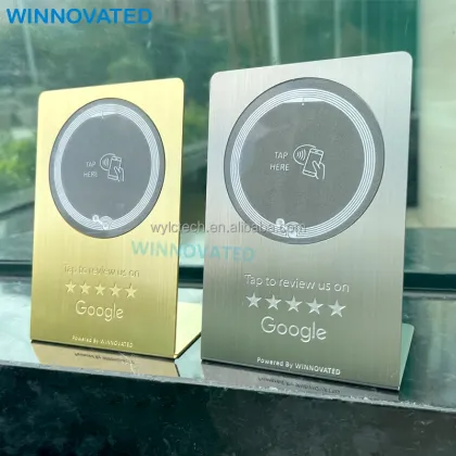 Metallic Google Review Smart NFC Stand Display Table for Restaurants