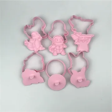 Wholesale 3D Animal Plunger Mold DIY Biscuit Cookie Cutter Pink Plastic Mould