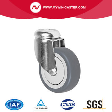 2 "Salutan Zink Tidak Bolt Brek Bolt Ball Ball Bearing On TPR Dengan Big Cover / PP Core Round Tread Light Duty Wheels