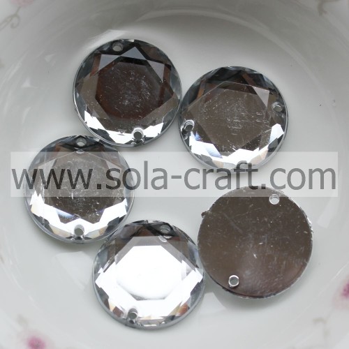 Großhandel 18MM Kristall Silber Grade A Acryl geschnittene runde Girlande Mirroed Perle für Stränge DIY