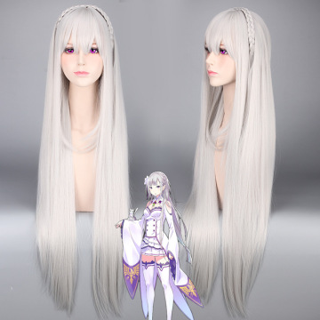 Silver White Emilia Cosplay Wig for Girls - Re:Zero Series