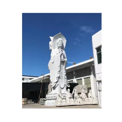 Large White Marble Stone Temple Quan Yin Buddha Statue