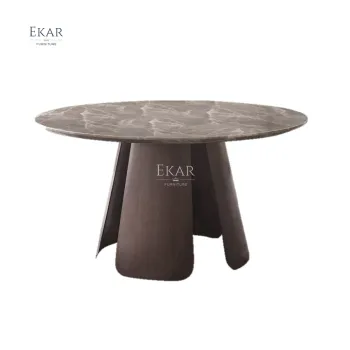 Sophisticated Artificial Stone and Red Antique Copper Brushed Stainless Steel Dining Table" could be shortened to:

"Artificial Stone Red Antique Copper Dining Table" 

However, for better SEO, you might consider:

"Sophisticated Artificial Stone & Red An