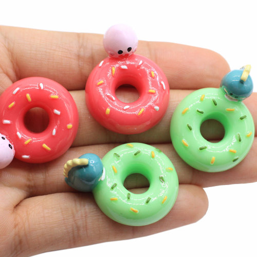 Wholesale Big Donut Resin Craft Sweet Dessert with Hole Artificial Decoration Diy Art Decor Handmade Pendant Jewelry Ornament