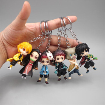 6 Pcs/Set Demon Slayer Keychain Anime Kimetsu No Yaiba Figure 7cm Tanjirou Nezuko Action Figure Toys