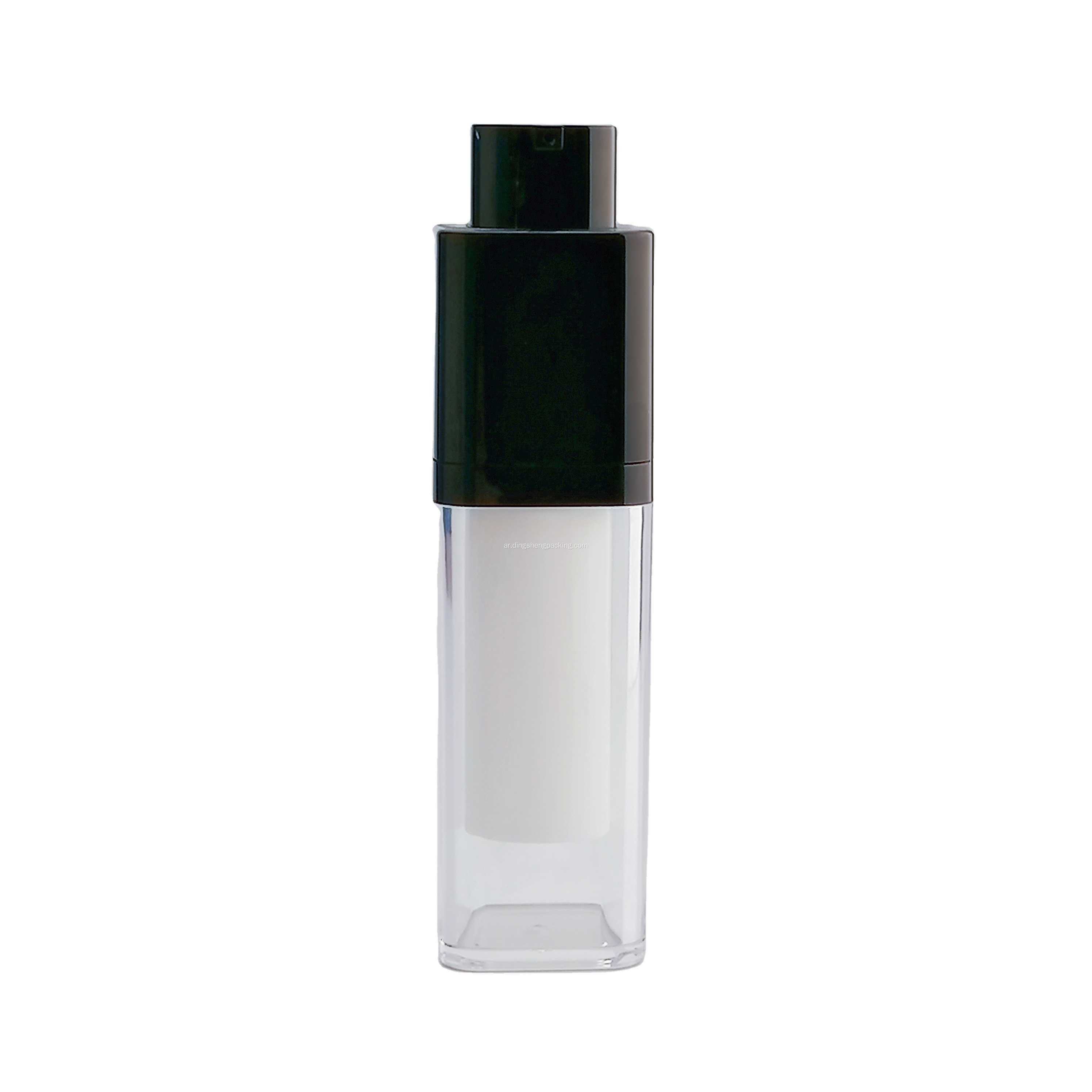 قم بتدوير زجاجة مستحضرات التجميل الخالية من الهواء ذات الجدار المزدوج زجاجة مضخة بيضاء خالية من الهواء للاستخدام الشخصي للعناية بالبشرة