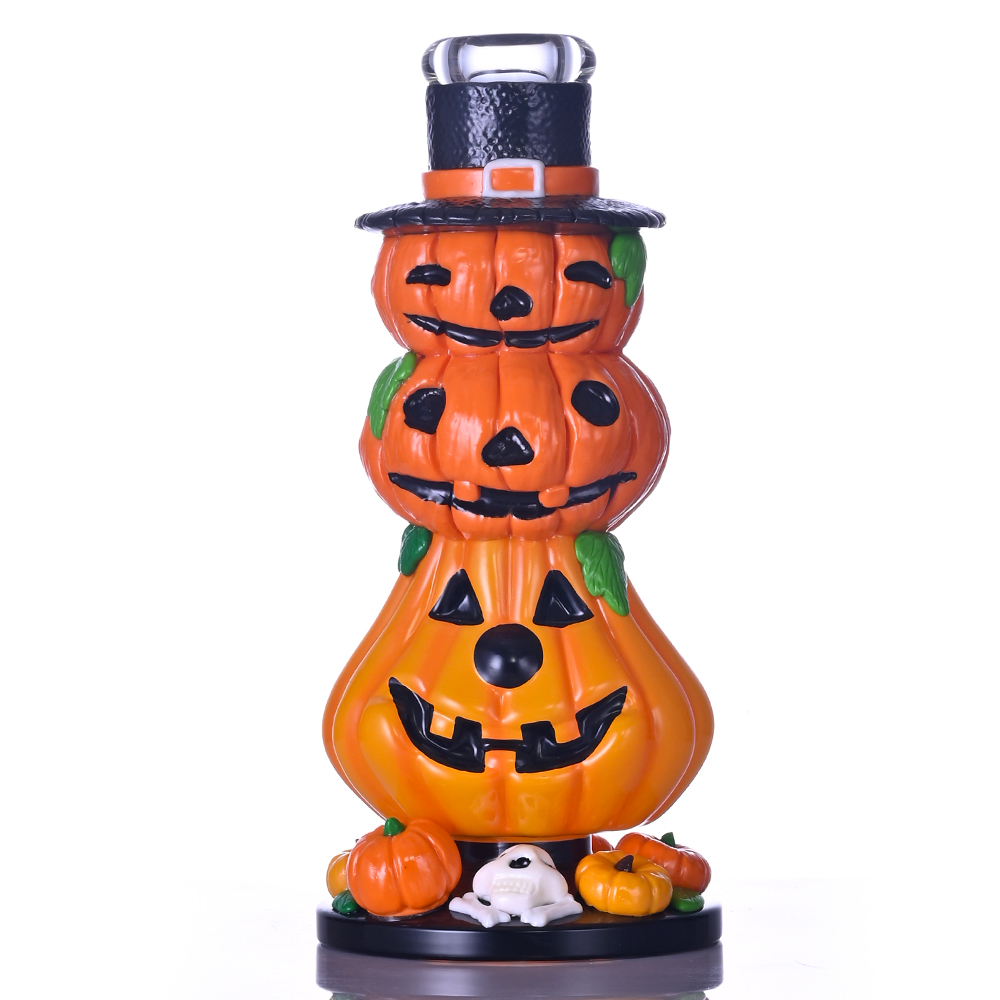 Pumpkin coloré à la main et bang de bécher en verre du crâne, citrouille d'Halloween mignonne, tuyau d'eau en verre borosilicate avec bol de 14 mm