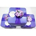 Purple Wedding Tin Box with Flower Decration