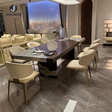 Natural Marble and Wood Dining Table: Antique Accent Wooden Furniture
