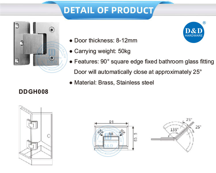 types of glass door hinges