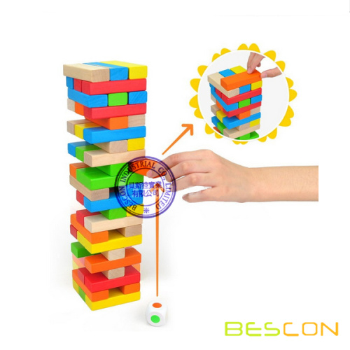 Educational colorful Wooden jenga game with custom logo non-toxic eco-friendly
