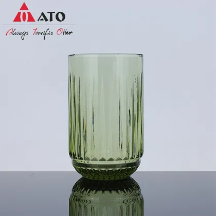 Clear Tumbler Ribbed Glass Cup for Water Beverages