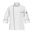 Cotton Chef Coats dengan lengan panjang Piping