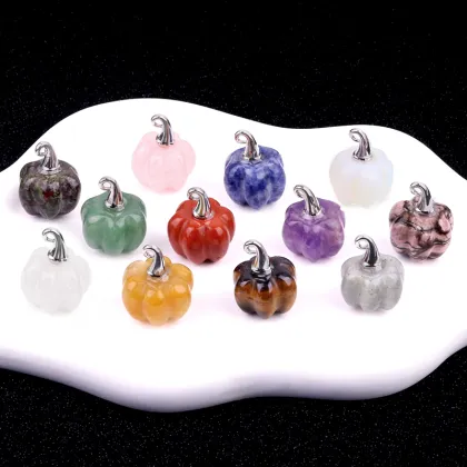 Bloodstone Handmade Craved 20MM Pumpkin Pendant Wizard Hat Findings