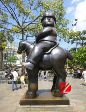 bronze man riding horse fernando botero statue