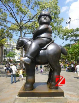 bronze man riding horse fernando botero statue