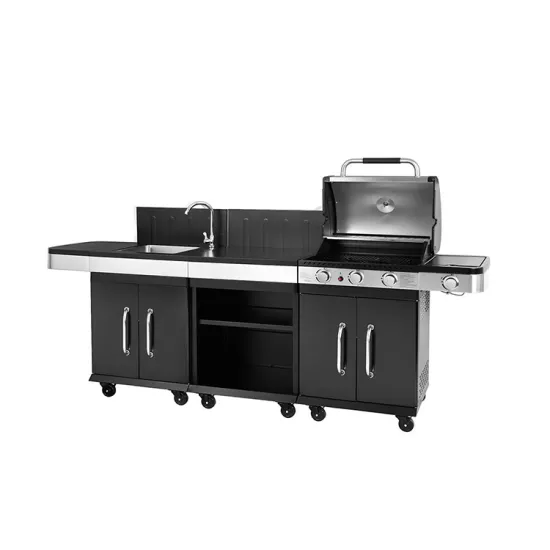 Outdoor Kitchen With Sink Commercial Gas Grill Stainless Steel Trolley Bbq Gas Grill
