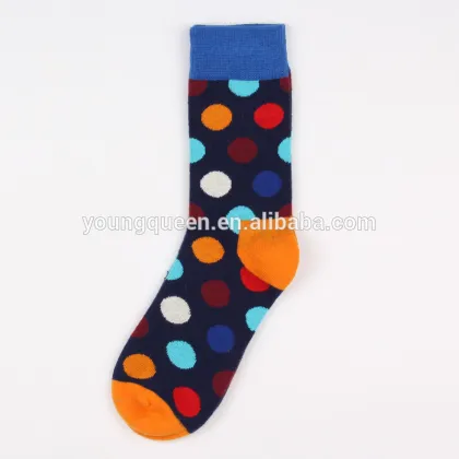 HW225 Happy socks Tide brand wave point circle full cotton couple socks
