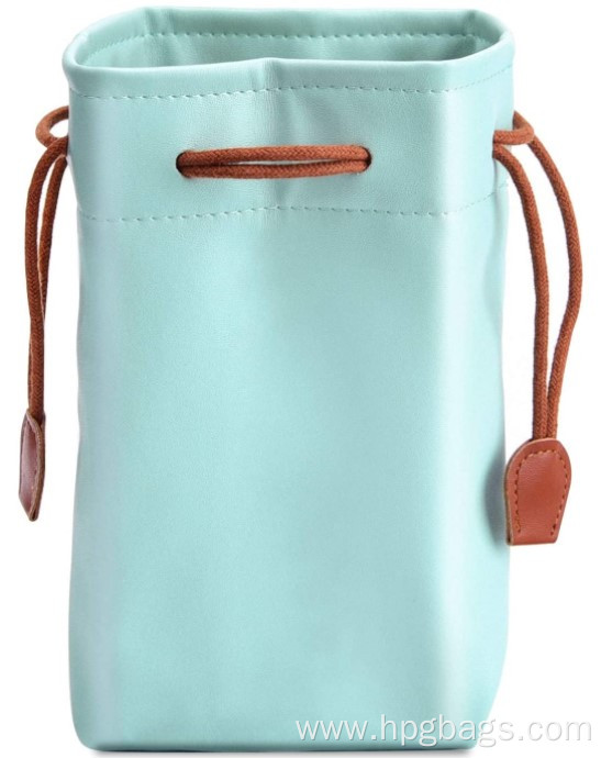 PU leather drawstring bag gift pouch