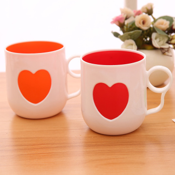 New Design Durable Portable Double-Deck Plastic Mug with Handle Tea Cup
