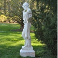 Italian Marble Faun Sculpture Flute and Lion Pelt